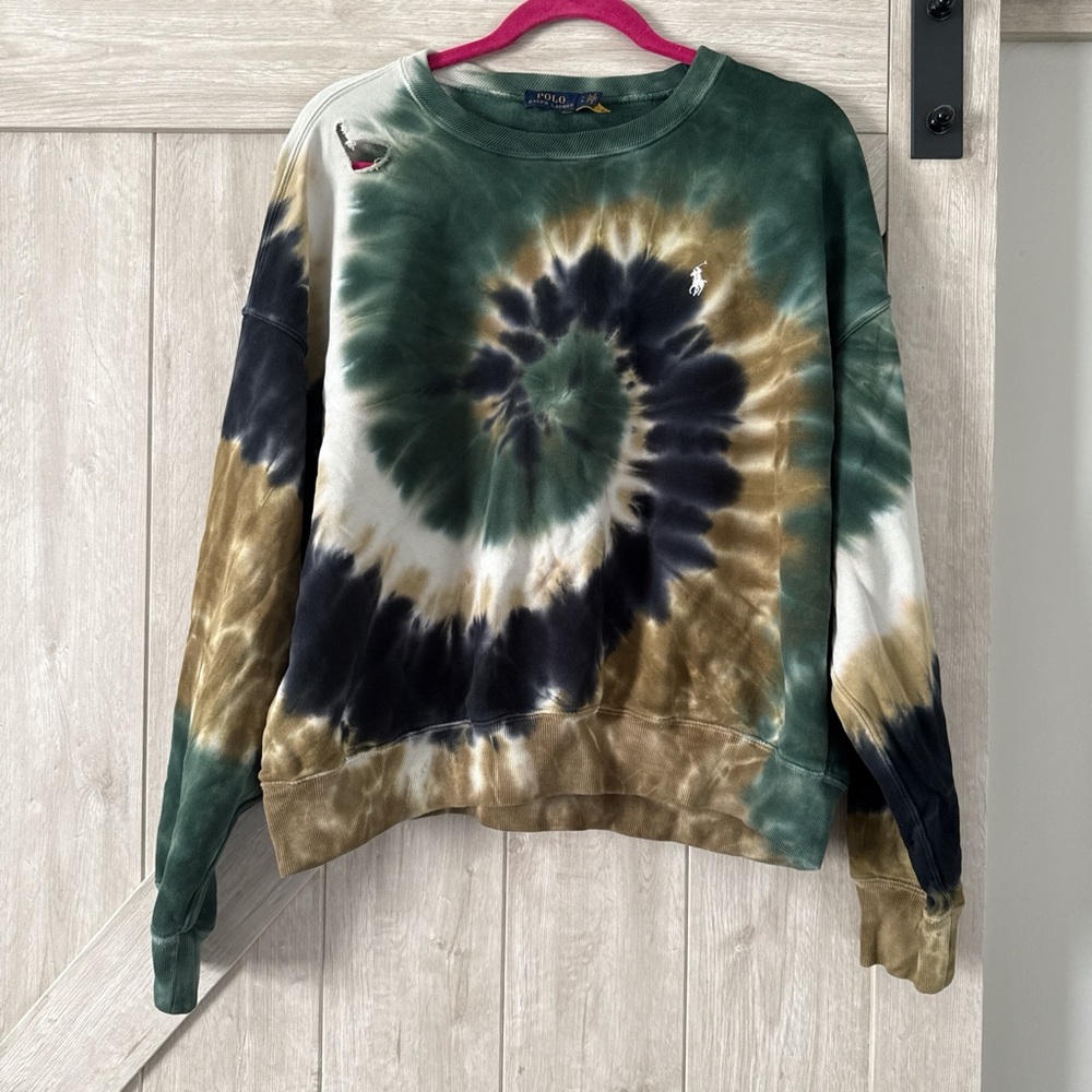 Polo Ralph Lauren Tie-Dye Sweater - Green, Black, and Brown
